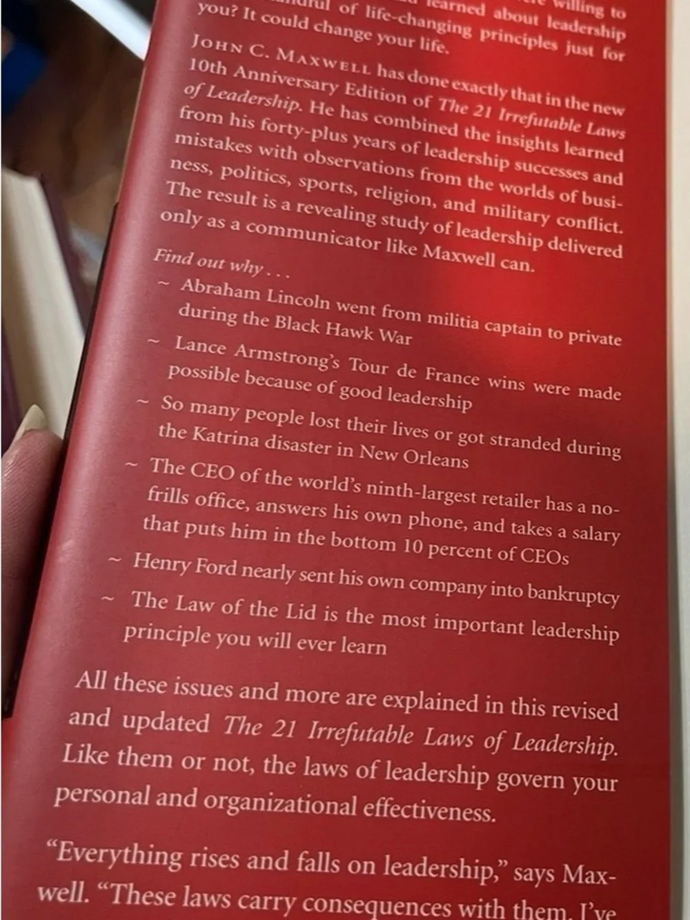 The 21 Irrefutable Laws Of Leadership by John C Maxwell